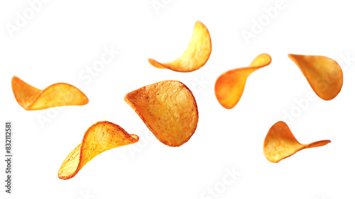 potato chips floating on the air