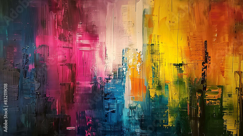 Abstract painting with bright colors. The painting is full of energy and movement. It would be a great addition to any home or office.