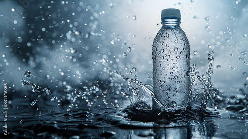 A captivating image of an icy sports drink, its sleek bottle adorned with droplets of condensation, radiating freshness and vitality against a pristine background