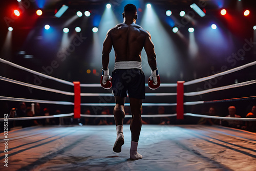 Back View of a Male Boxer in the Ring