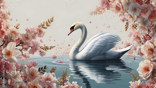 raceful swan with white feathers is swimming in a body of water