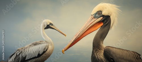 The invisible friend of a big pelican bird. Creative banner. Copyspace image