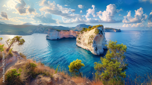 Scenic view of Cameo Island with clear blue waters and cliffs