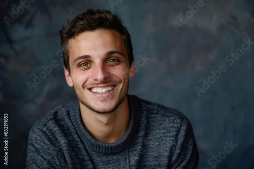 Handsome young man smiling in a studio portrait