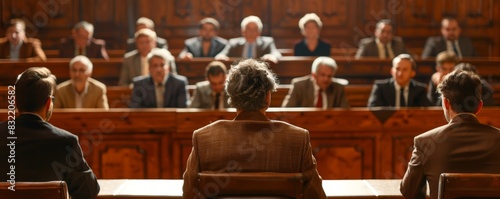 Dramatic courtroom scene with famous actor on trial, isolated white background, high detail, copy space