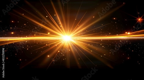 A high-contrast lens flare effect on a deep black background, designed to add a dynamic and striking visual element to photos or digital compositions.