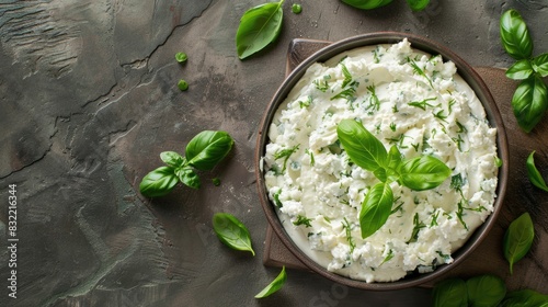 Spread made of curd cheese and fresh green herbs