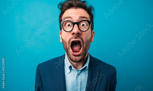 Surprised Man with Glasses Expressing Shock and Awe