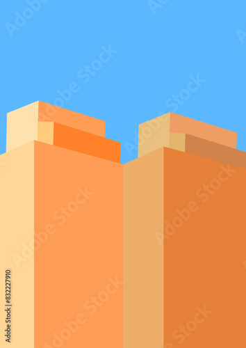 Stock Vector illustration with architecture building outlines