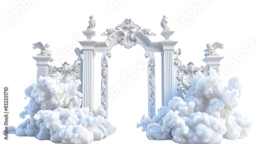 Pearly Gates with clouds and Heaven