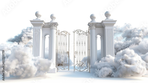 Pearly Gates with clouds and Heaven