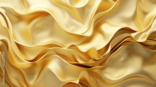 Abstract 3d render, gold background design, wavy surface