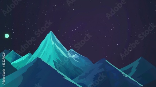 Mountain stargazing flat design front view celestial observation theme animation Complementary Color Scheme 