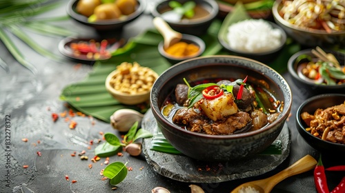 indonesian food rawon with copy space