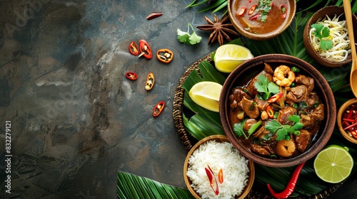 indonesian food rawon with copy space