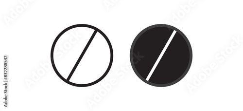 Prohibition sign in different thickness, black ban Symbol icon or no sign icon vector.