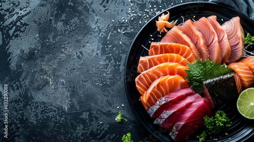 sashimi on the plate with copy space