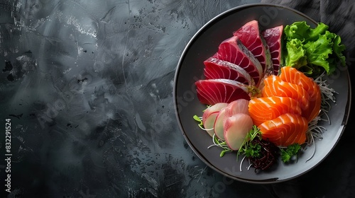 sashimi on the plate with copy space