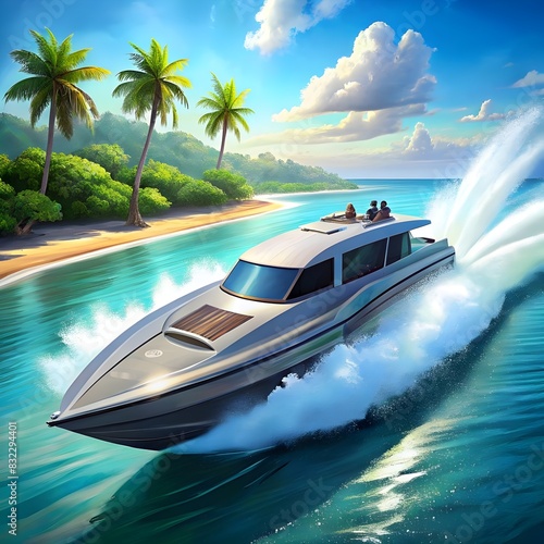 modern fast boat in the tropical