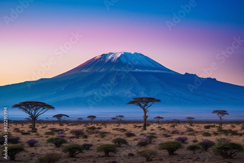 Twilight at Mount Kilimanjaro with Clear Dry Season Air