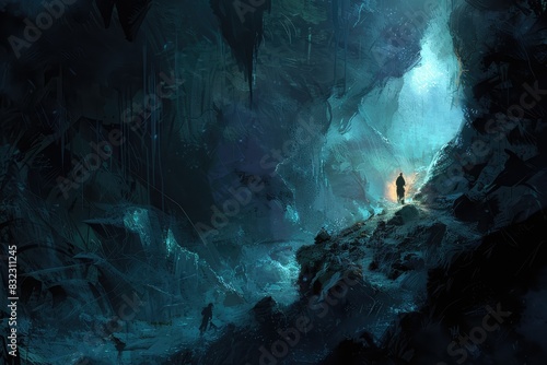 Torchlight leading the way in cave exploration