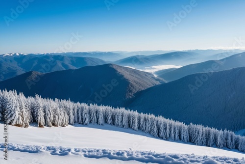 Late Morning at Vosges Mountains with Snowy Winter Landscape