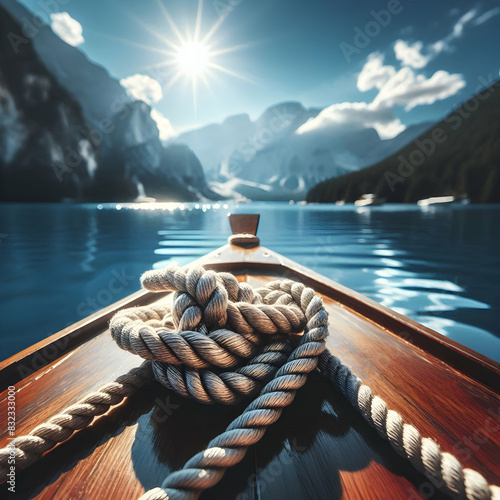 nudo de marinero sobre un bote de madera