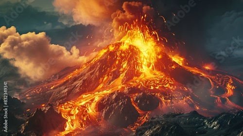 Intense Volcanic Eruption: A Fiery Spectacle of Nature's Power