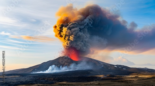 Molten Majesty - A Spectacular Volcanic Eruption from a Distant Perspective