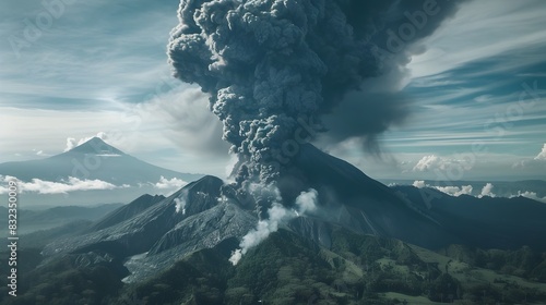 Molten Power Eruption: Awe-inspiring Volcanic Eruption Spewing Lava from a Distance