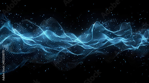 digital blue sound wave on black background.