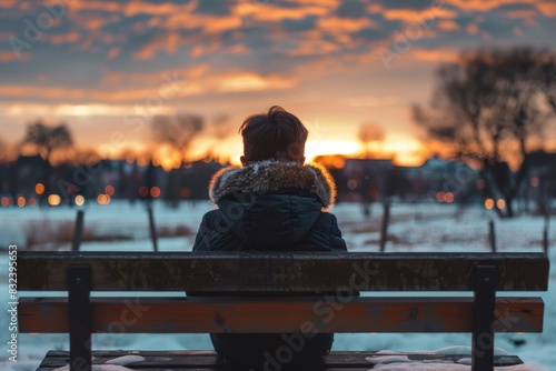 Contemplating new horizons: a youth pondering opportunities from a bench