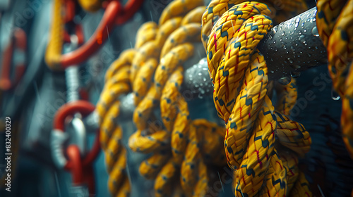 Professional Climbing Equipment: Rope , climbing rope close up 