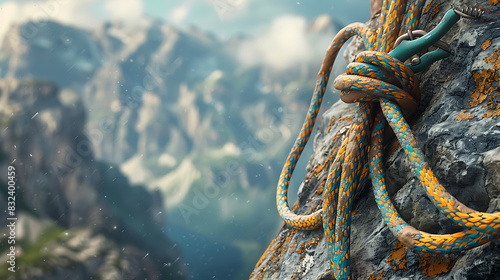 Professional Climbing Equipment: Rope , climbing rope close up 