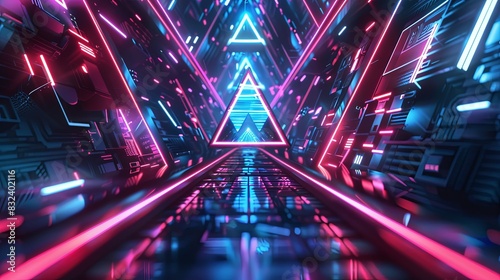 A neon colored room with a triangular shape