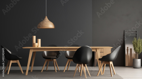 dining room black and brown wooden dining table with four chairs