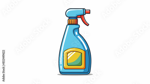 The cleaning agent is a tough nononsense bottle with a spray nozzle. Its label boasts of its ability to through dirt and grime with ease leaving a. Cartoon Vector.