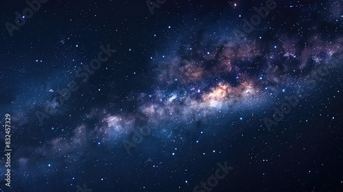 A peaceful night sky with a visible Milky Way and countless stars, creating a sense of awe and wonder