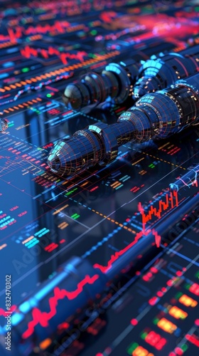 illustration 3D Model AIdriven stock market analysis and trading algorithms