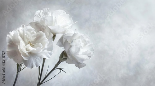 delicate white carnations on soft grey elegant sympathy card design