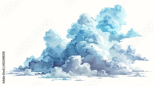 white background with soft, fluffy clouds, copy space