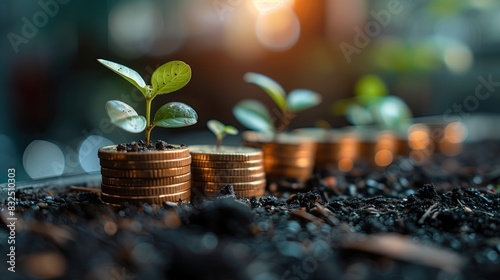 plant growing from coins. Investment and business growth ideas