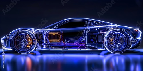 Showcasing Future Battery Technology: A High-Performance Electric Sports Car Chassis. Concept Future Battery Technology, High-Performance, Electric Sports Car, Chassis Design, Automotive Innovation