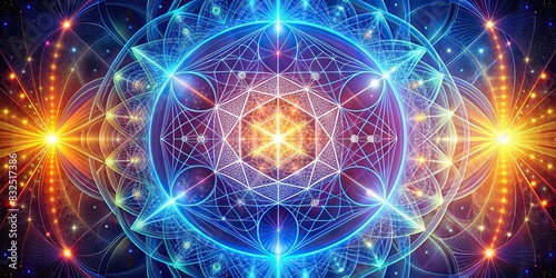 Digital of a spiritual awakening depicted through sacred geometry