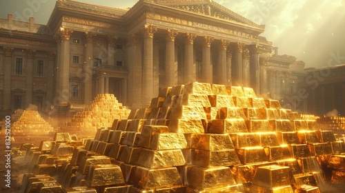 Central Banks Gold Holdings: Conceptual Artwork Depicting Influence on Balance of Power