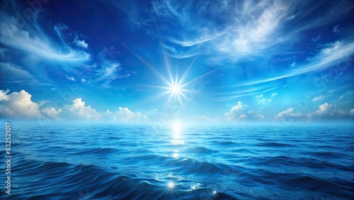 Blue sea and sky gradient abstract background with bright light and grungy texture