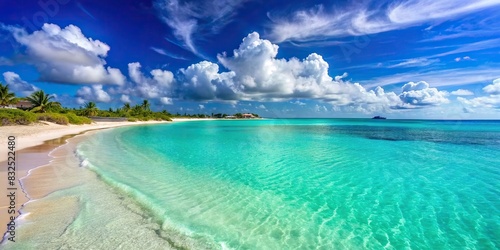 Crystal clear turquoise waters and white sandy beach at Grace Bay Beach, Turks and Caicos Islands