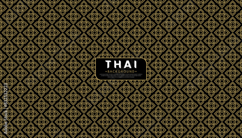 Seamless golden Thai pattern background. The concept of traditional Thai cultural patterns. Flat style design. Vector illustration.