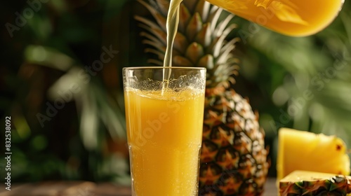 Pineapple juice is poured into a glass. Filmed is slow motion 1000 fps. High quality FullHD footage.
