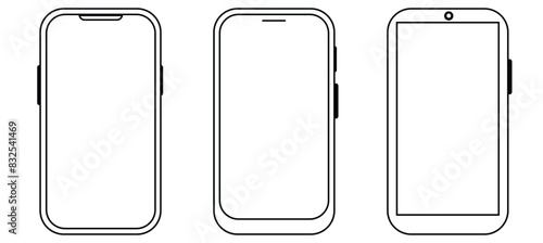 Smart phone icon mobile mockup. Front line cell phone on screen. Mobile phone symbol set. Vector illustration. on white background. 